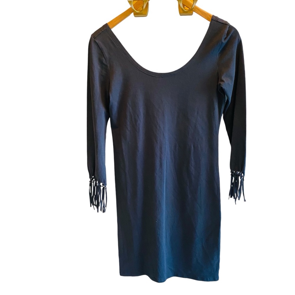 BILLABONG Black Fringe Sleeve Mini Dress